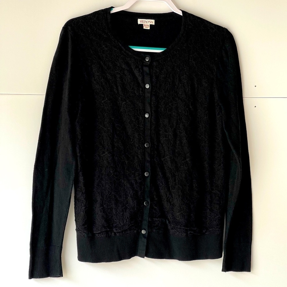 Merona Black Top Shirt Blouse Button Down Shirt Women Plus Size Top XL